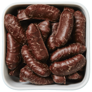 Skumbananer fra Carletti â bløde bananskumbidder overtrukket med chokolade i den klassiske buede form.