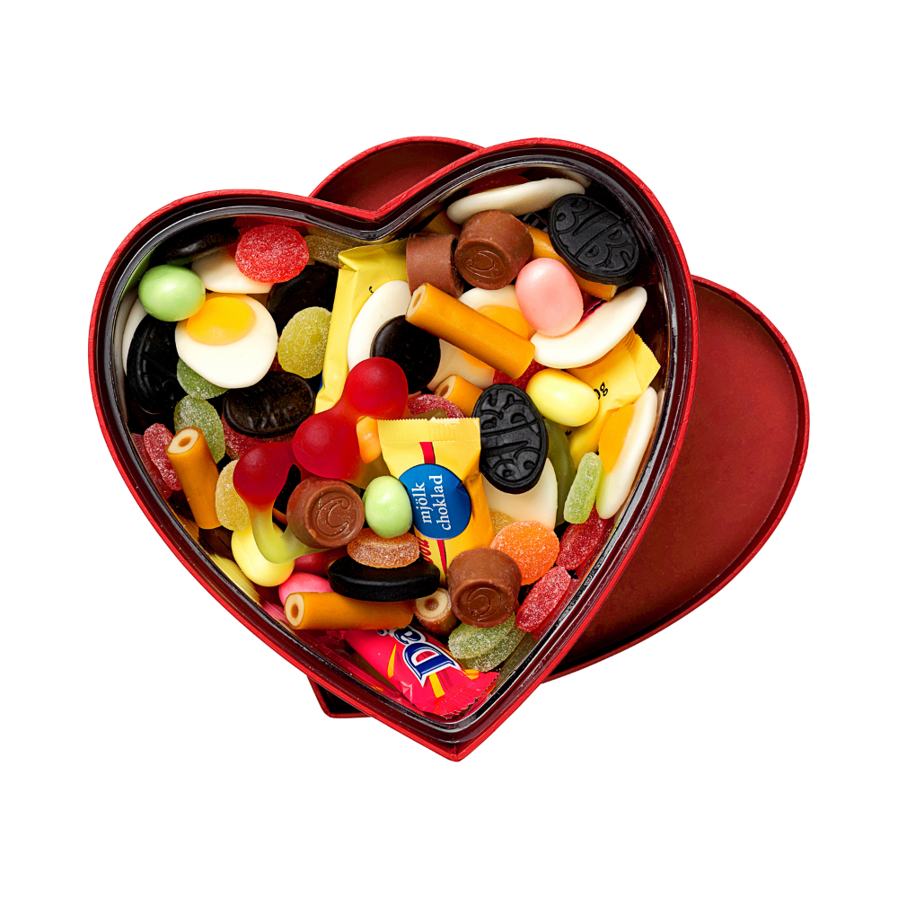 Hjerteæske med Favorit Mix