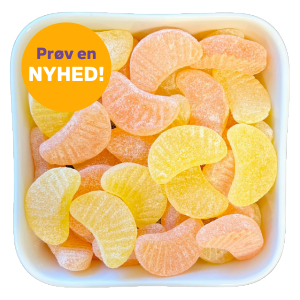 Appelsin & Citron fra Candynavia – sukkerfri vingummier formet som citrusbåde i gule og orange nuancer. Nyhed hos SlikEkspressen.