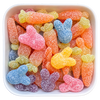 Vingummi formet som kaniner og gulerødder med bær- og frugtsmag – Bunny Mix fra Vidal.