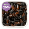 Cola Lakrids Flasker fra Malaco i Bland Selv Slik – vingummi med cola- og lakridssmag. Tilbud – spar 20%.