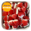 Duo Strawberry Hearts fra Cloetta – røde og hvide vingummihjerter med jordbærsmag. Nyhed i Bland Selv Slik.