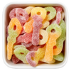 Fizzy Dummies fra Astra Sweets – sur/sødlige vingummier med frugtsmag formet som små sutter.