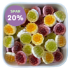 Fruity Frutti fra Haribo – farverige vingummier med tropiske smage og unik konsistens. En eksotisk favorit i Bland Selv Slik. Tilbud – spar 20%.