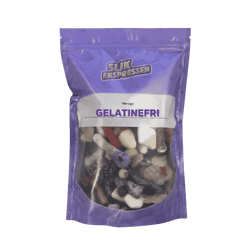 1 kilo Gelatinefri Mix fra SlikEkspressen – farverig slikpose uden gelatine med surt, sødt, lakrids og chokoladesmag. Perfekt til hygge og gave.