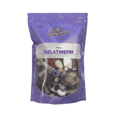 1 kilo Gelatinefri Mix fra SlikEkspressen – farverig slikpose uden gelatine med surt, sødt, lakrids og chokoladesmag. Perfekt til hygge og gave.