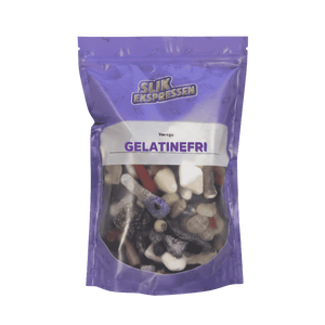 1 kilo Gelatinefri Mix fra SlikEkspressen – farverig slikpose uden gelatine med surt, sødt, lakrids og chokoladesmag. Perfekt til hygge og gave.
