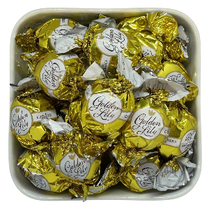 Golden Lily Toffee fra Konti med blødt karamelfyld og overtræk med chokoladesmag i Bland Selv Slik.