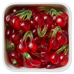 Kirsebær fra Haribo – vingummi formet som kirsebær med frugtsmag.