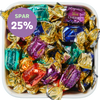 Likørkonfekt fra Panda – mørk chokolade med likørfyld i farverig folieindpakning. På tilbud hos SlikEkspressen. Spar 25%.