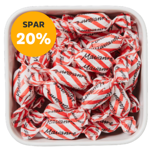 Marianne fra Fazer – røde mintbolsjer med sprød skal og blød chokoladekerne hos SlikEkspressen. Bland Selv Slik tilbud – spar 20%.