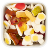 Partymix – farverig blanding af vingummi og skum med frugtsmag.