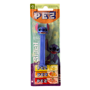 PEZ Stitch fra Cloetta – dispenser med Stitch-figur og PEZ pastiller med frugtsmag.