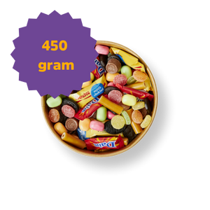 450 gram favoritmix slik i gavebøtte – perfekt til hygge eller som gave (139 kr)