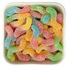 Sour Glow Worms fra Trolli – farverige syrlige vingummier med frugtsmag formet som orme i Bland Selv Slik hos SlikEkspressen.