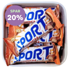 Sportlunch fra Cloetta – chokoladebar af sprød vaffel med mælkechokolade i orange og blå indpakning. På tilbud hos SlikEkspressen. Spar 20%.