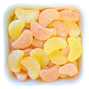 Sukkerfri Citrusbåde fra Candynavia – orange og gule vingummier med appelsin- og citronsmag i Bland Selv Slik.