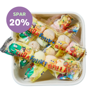 Sure Boller fra Grahns – bolsjer med syrlig frugtsmag i farverig indpakning. Spar 20%.