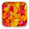Tutti Frutti fra Fazer i Bland Selv Slik – farverige veganske vingummier med frugtsmag af bær og citrus.