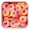 Tutti Frutti Ringe fra Fazer – røde, orange og gule vingummiringe med sødt sukkerdrys og tutti frutti-smag.